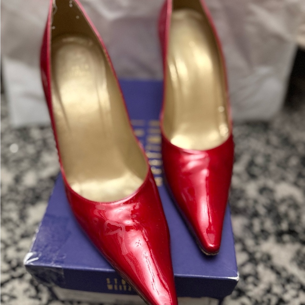 Stuart Weitzman Shiny Scarlet Heels